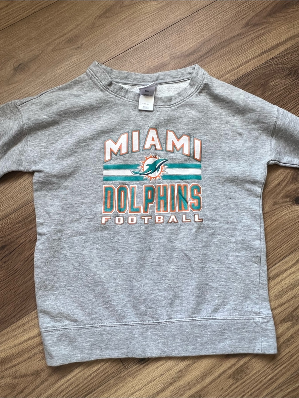 NFL Team Apparel Miami Dolphins Girls Grey Crewneck Sweatshirt Size XL 14/16